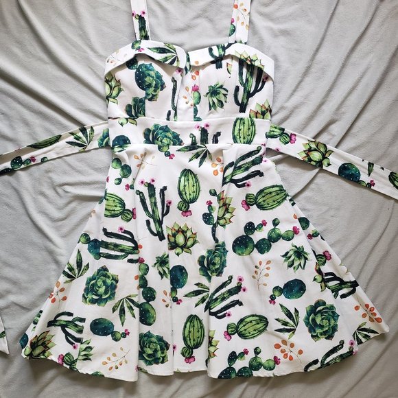 Modcloth Ixia Cactus Dress A-Line - Picture 1 of 5